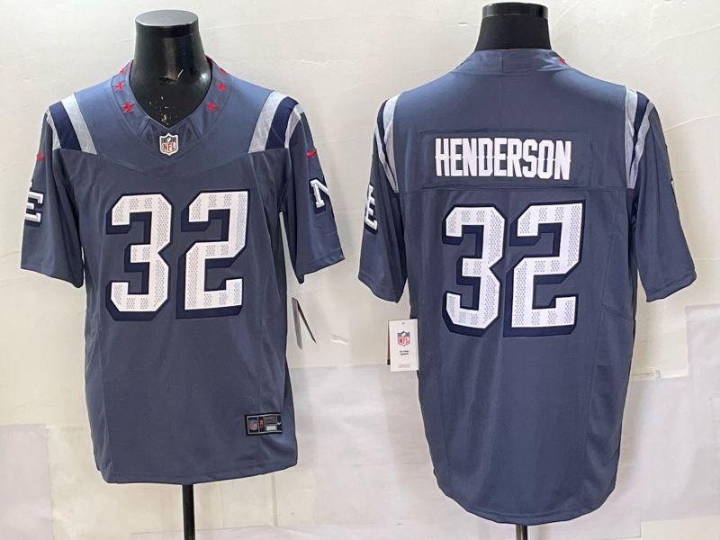 Men 2025 New England Patriots #32 Henderson blue 5th generation Throwback Nike Limited NFL Jersey style 0020->new england patriots->NFL Jersey
